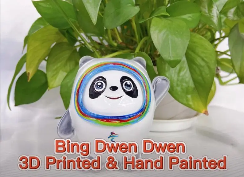 Bing Dwen 3D impreso y pintado a mano-Mascota Olímpica Oficial de Beijing 2022